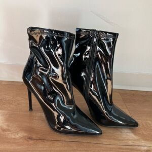 Steve Madden Black Patent Heeled Boots